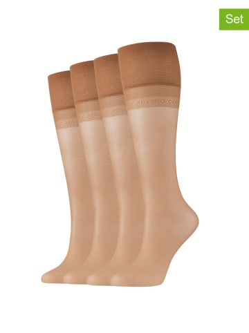 camano 4er-Set: Kniestrümpfe in Beige - 20 DEN