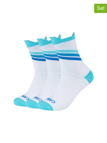 camano 3-delige set: sportsokken wit/turquoise/blauw