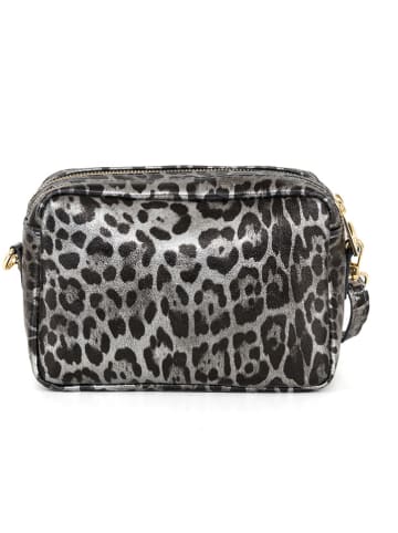 Mia Tomazzi Leder-Umhängetasche "Caltanissetta" in Grau/ Schwarz - (B)22 x (H)15 x (T)10 cm