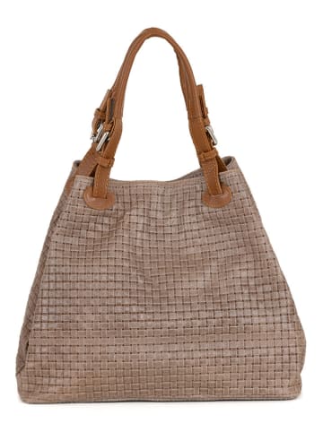 Lucca Baldi Leren handtas "Fosdinovo" taupe - (B)37 x (H)45 x (D)15 cm