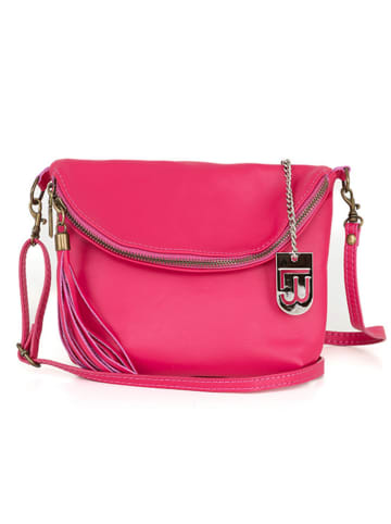 Lucca Baldi Leder-Umhängetasche "Cetona" in Pink - (B)24 x (H)18 x (T)4 cm