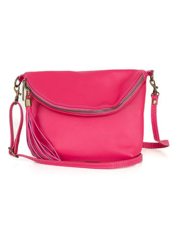 Lucca Baldi Leder-Umhängetasche "Cetona" in Pink - (B)24 x (H)18 x (T)4 cm