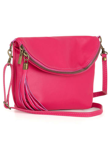 Lucca Baldi Leder-Umhängetasche "Cetona" in Pink - (B)24 x (H)18 x (T)4 cm