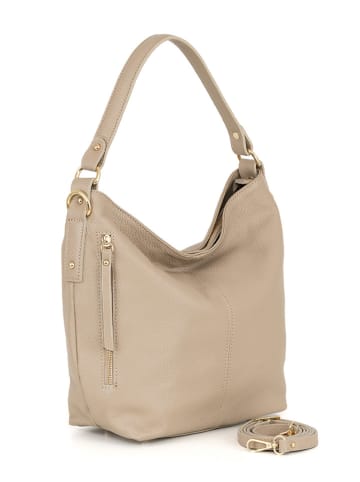 Lucca Baldi Leder-Schultertasche "Carrara" in Beige - (B)36 x (H)28 x (T)12 cm