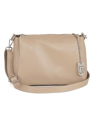 Lucca Baldi Leder-Umhäbgetasche "Melfi" in Beige - (B)26 x (H)19 x (T)9 cm