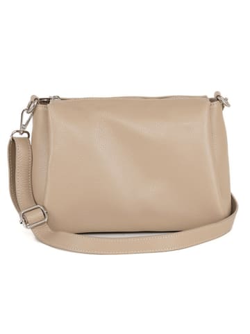 Lucca Baldi Leren schoudertas "Melfi" beige - (B)26 x (H)19 x (D)9 cm