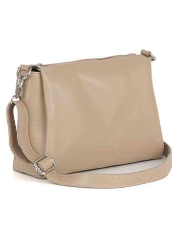 Lucca Baldi Leder-Umhäbgetasche "Melfi" in Beige - (B)26 x (H)19 x (T)9 cm