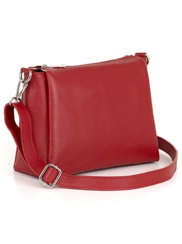 Lucca Baldi Leren schoudertas "Melfi" rood - (B)26 x (H)19 x (D)9 cm