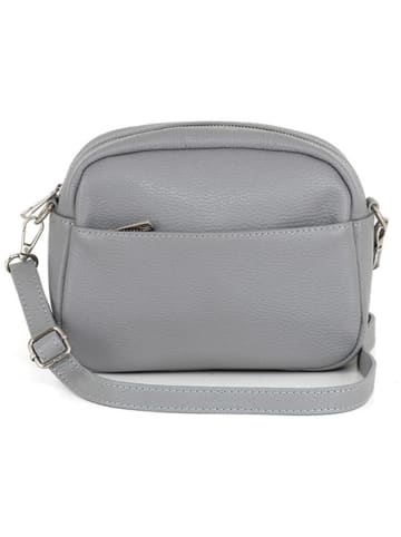 Lucca Baldi Leder-Umhängetasche "Cascina" in Grau - (B)22 x (H)18 x (T)9 cm