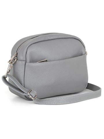 Lucca Baldi Leder-Umhängetasche "Cascina" in Grau - (B)22 x (H)18 x (T)9 cm
