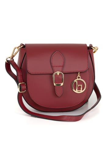Lia Biassoni Leder-Umhängetasche "Accesa" in Bordeaux - (B)24 x (H)18 x (T)12 cm