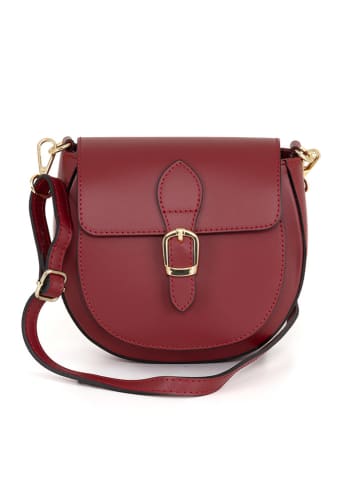 Lia Biassoni Leder-Umhängetasche "Accesa" in Bordeaux - (B)24 x (H)18 x (T)12 cm