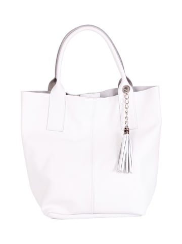 Pia Sassi Leder-Schultertasche "Monte Cimone" in Weiß - (B)25 x (H)38 x (T)17 cm