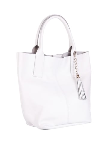 Pia Sassi Leder-Schultertasche "Monte Cimone" in Weiß - (B)25 x (H)38 x (T)17 cm