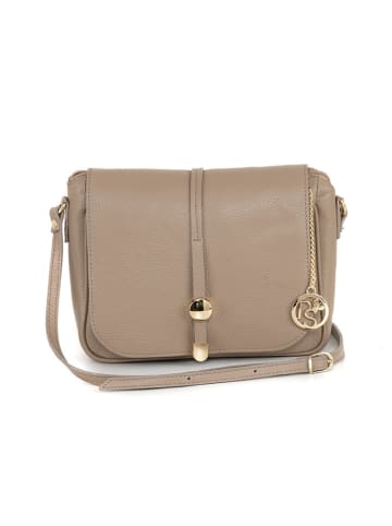 Pia Sassi Leder-Umhängetasche "Monte Avella"  in Beige - (B)25 x (H)23 x (T)7 cm