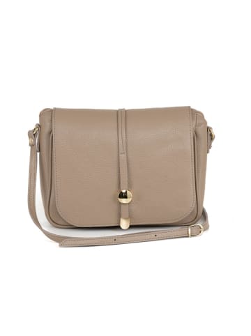 Pia Sassi Leder-Umhängetasche "Monte Avella"  in Beige - (B)25 x (H)23 x (T)7 cm