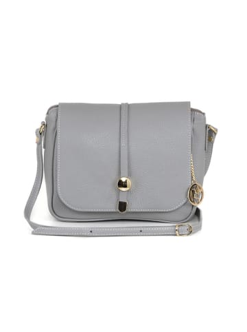 Pia Sassi Leder-Umhängetasche "Monte Avella"  in Grau - (B)25 x (H)23 x (T)7 cm