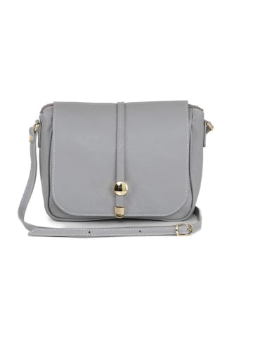 Pia Sassi Leder-Umhängetasche "Monte Avella"  in Grau - (B)25 x (H)23 x (T)7 cm