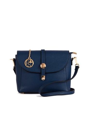Pia Sassi Leder-Umhängetasche "La Marmora" in Dunkelblau - (B)25 x (H)19 x (T)8 cm