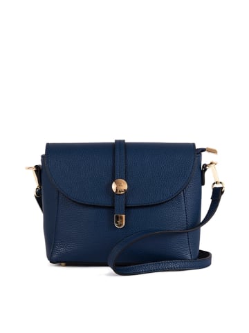 Pia Sassi Leder-Umhängetasche "La Marmora" in Dunkelblau - (B)25 x (H)19 x (T)8 cm