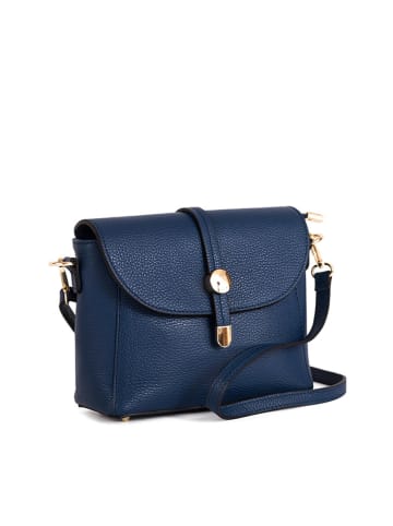 Pia Sassi Leder-Umhängetasche "La Marmora" in Dunkelblau - (B)25 x (H)19 x (T)8 cm