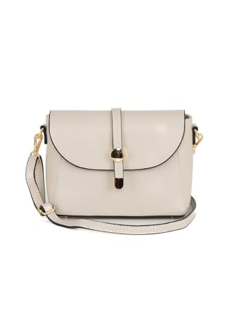 Pia Sassi Leder-Umhängetasche "La Marmora" in Creme - (B)25 x (H)19 x (T)8 cm