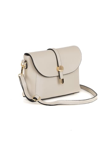 Pia Sassi Leder-Umhängetasche "La Marmora" in Creme - (B)25 x (H)19 x (T)8 cm