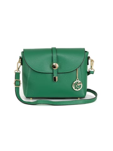 Pia Sassi Leren schoudertas "La Marmora" groen - (B)25 x (H)19 x (D)8 cm