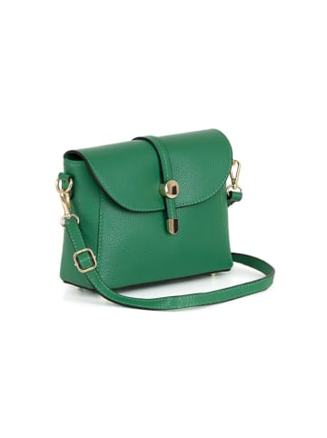 Pia Sassi Leder-Umhängetasche "La Marmora" in Grün - (B)25 x (H)19 x (T)8 cm