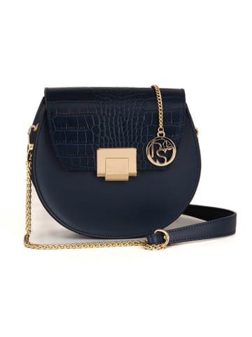 Pia Sassi Leder-Umhängetasche "Cima Carnera" in Dunkelblau - (B)24 x (H)18 x (T)7 cm