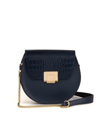Pia Sassi Leder-Umhängetasche "Cima Carnera" in Dunkelblau - (B)24 x (H)18 x (T)7 cm