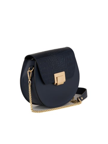 Pia Sassi Leder-Umhängetasche "Cima Carnera" in Dunkelblau - (B)24 x (H)18 x (T)7 cm