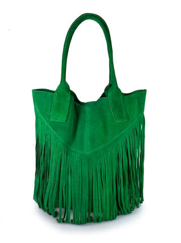 Lia Biassoni Leder-Schultertasche "Alpenzu" in Grün - (B)36 x (H)41 x (T)14 cm