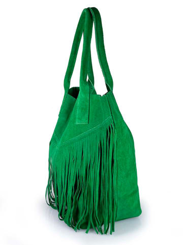 Lia Biassoni Leder-Schultertasche "Alpenzu" in Grün - (B)36 x (H)41 x (T)14 cm