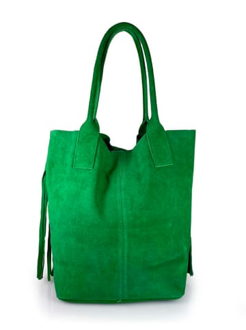 Lia Biassoni Leder-Schultertasche "Alpenzu" in Grün - (B)36 x (H)41 x (T)14 cm