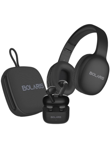 Bolaris 3-delige set: hoofdtelefoon & luidspreker zwart