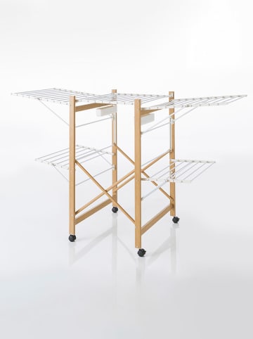 IDOMYA Essentials Wäscheständer "Deluxe" in Weiß/ Hellbraun - (B)176 x (H)105 x (T)60 cm
