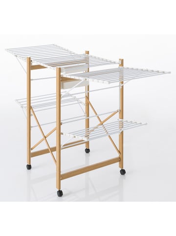 IDOMYA Essentials Wäscheständer "Deluxe" in Weiß/ Hellbraun - (B)176 x (H)105 x (T)60 cm