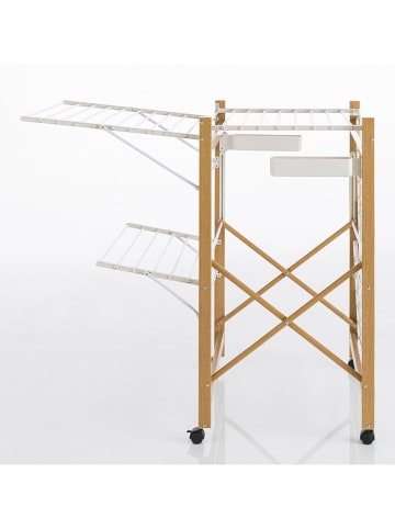 IDOMYA Essentials Wäscheständer "Deluxe" in Weiß/ Hellbraun - (B)176 x (H)105 x (T)60 cm