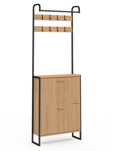 IDOMYA Essentials Garderobe "Faustine" in Hellbraun/ Schwarz - (B)63,5 x (H)180 x (T)23,5 cm