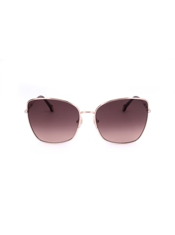 Carolina Herrera Damen-Sonnenbrille in Gold/ Hellbraun-Rosa