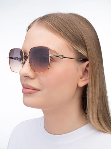 Guess Damskie okulary przeciwsłoneczne w kolorze srebrno-pomarańczowo-fioletowym
