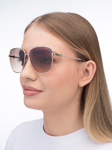 Guess Damskie okulary przeciwsłoneczne w kolorze złoto-jasnobrązowym
