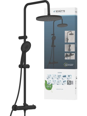 Schütte Thermostat-Überkopfbrause-Set ''Adria'' in Schwarz