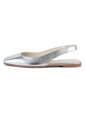 loft37 Leder-Slingballerinas in Silber