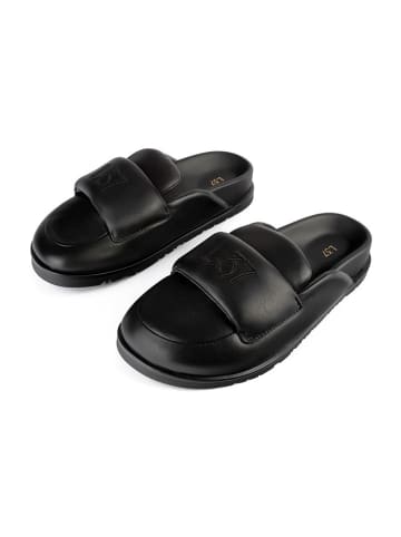loft37 Leren slippers "Ready or not" zwart