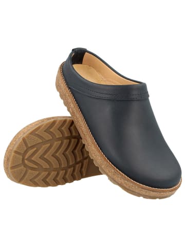 HAFLINGER Leder-Clogs in Dunkelblau