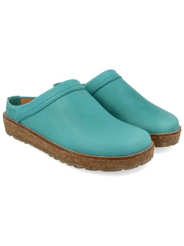 HAFLINGER Leder-Clogs in Türkis