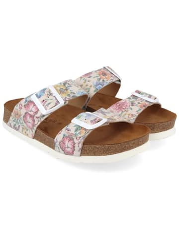 HAFLINGER Leder-Pantoletten in Beige/ Bunt