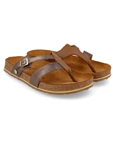 HAFLINGER Leren teenslippers bruin
